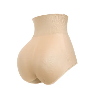 Women High Waist Yoga Panties Solid Color Nylon Briefs