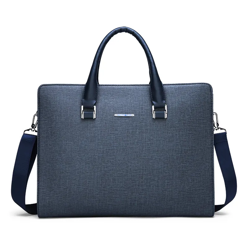 Fashion Men's Computer Business Briefcase Large PU Leather Bag Horizontal Square