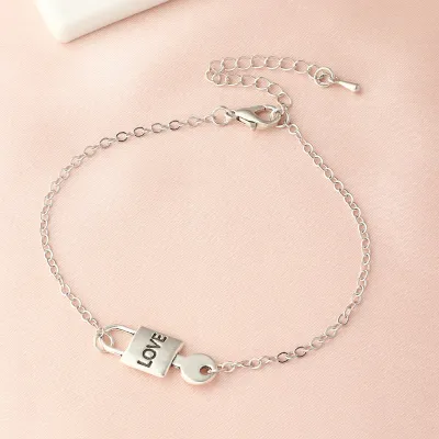 Valentine Day Letter ECG Lock Shape Design Alloy Bracelet
