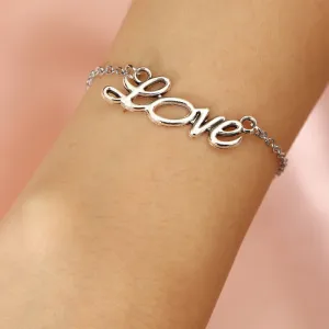 Valentine Day Letter ECG Lock Shape Design Alloy Bracelet