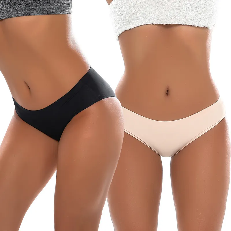 Women Low Waist Briefs Panty Nylon Glossy No Trace