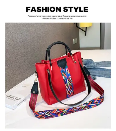 4 In 1 Women Vintage Embossing Design Solid Color Large Capacity Shoulder Handle Bag