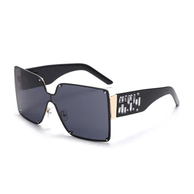 Women Fashion Rhinestone Design Large Frame Square Sunglasses