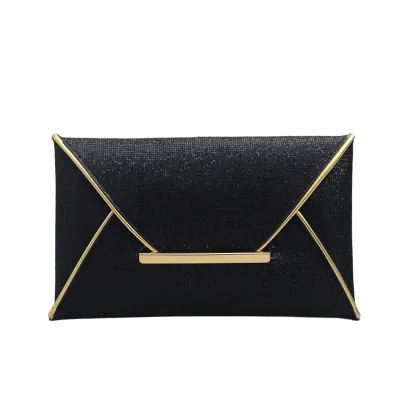 Women Chic Sequin Clamshell Design Solid Color Synthetic Leather Clutch Envelope Bag