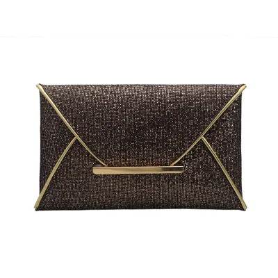 Women Chic Sequin Clamshell Design Solid Color Synthetic Leather Clutch Envelope Bag