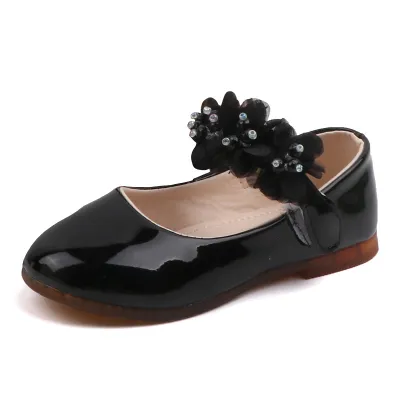 Girls Cute Cartoon Rhinestone Lace Solid Color Velcro Flats Shoes