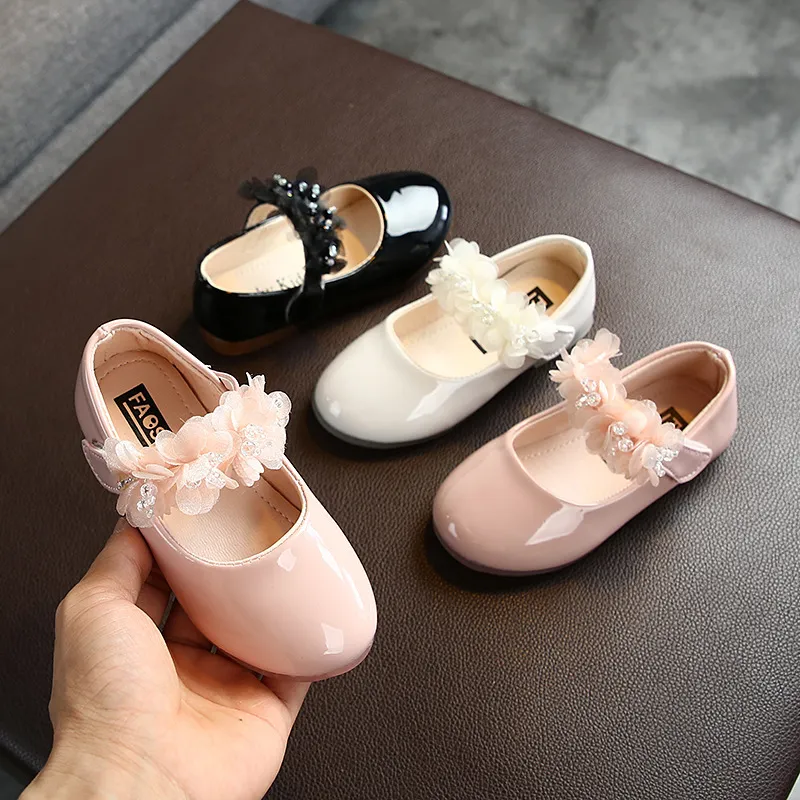Girls Cute Cartoon Rhinestone Lace Solid Color Velcro Flats Shoes