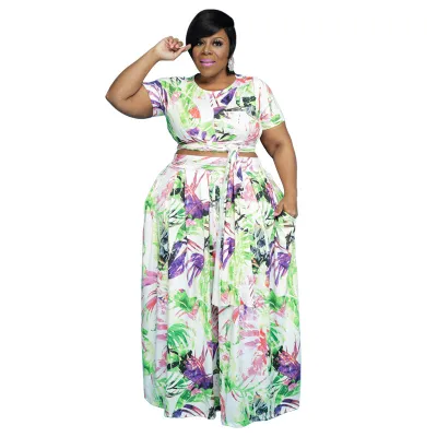 Plus Size Women Casual Short Sleeve Plaid Top And Wide Leg Pants Two-Piece Set