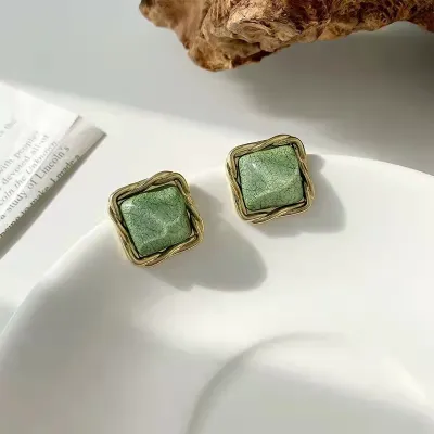 Simple Square Twist Design Stud Earrings for Women