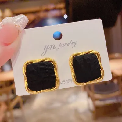 Simple Square Twist Design Stud Earrings for Women