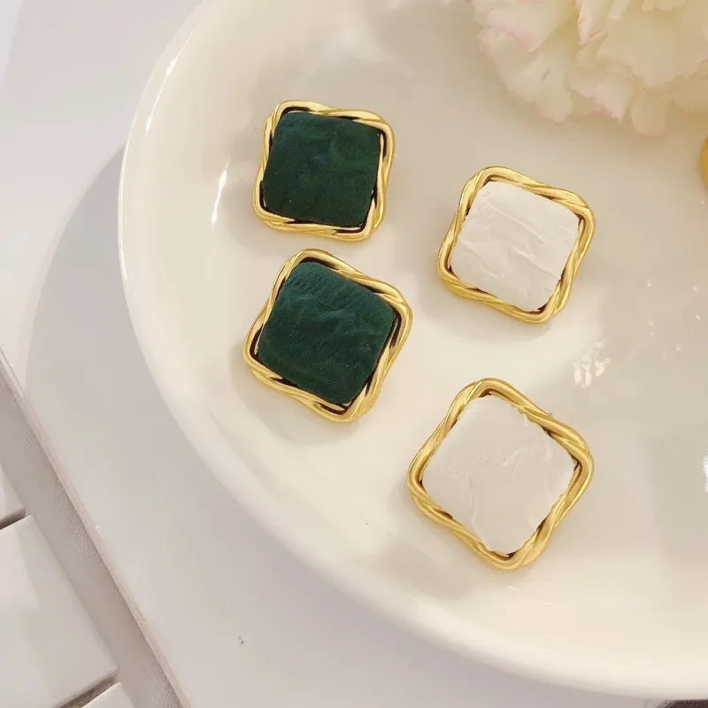 Simple Square Twist Design Stud Earrings for Women