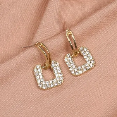 Elegant Simple Geometric Rhinestone Alloy Stud Earrings for Women