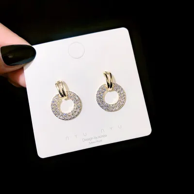 Elegant Simple Geometric Rhinestone Alloy Stud Earrings for Women