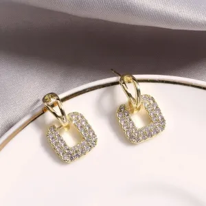 Elegant Simple Geometric Rhinestone Alloy Stud Earrings for Women
