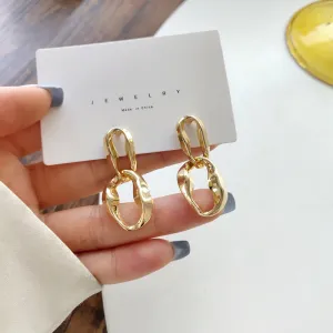 Creative Irregular Geometric Shape Alloy Earrings for Women with Silver Needle