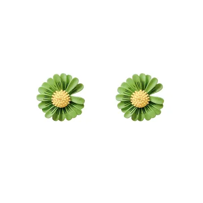 Cute Daisy Shape Stud Earrings for Women Alloy Silver Needle