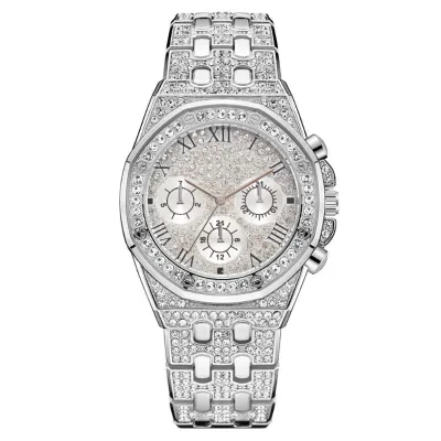 Men's Luxury Rhinestone Design Metal Band Quartz Watch