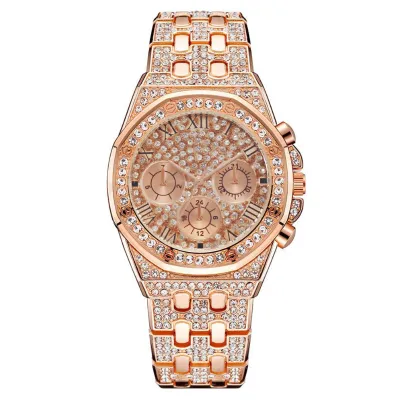 Men's Luxury Rhinestone Design Metal Band Quartz Watch