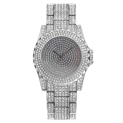 Women Luxury Rhinestone Quartz Watch Metal Band Round Dial