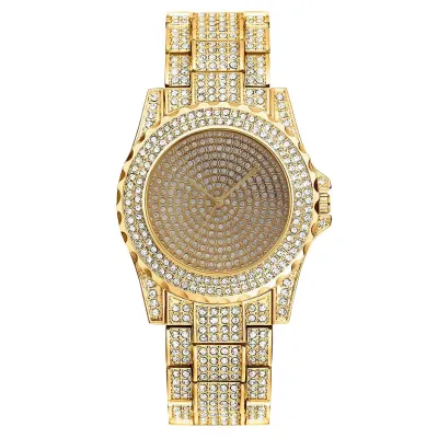 Women Luxury Rhinestone Quartz Watch Metal Band Round Dial