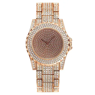 Women Luxury Rhinestone Quartz Watch Metal Band Round Dial