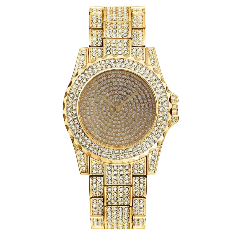 Women Luxury Rhinestone Quartz Watch Metal Band Round Dial