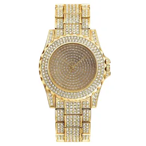 Women Luxury Rhinestone Quartz Watch Metal Band Round Dial