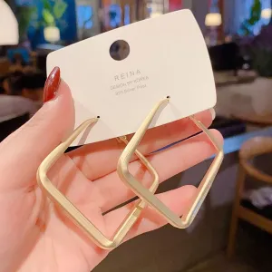Exaggerated Geometric Square Alloy Earrings for Women