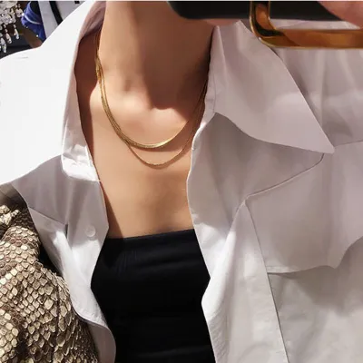 Simple Elegant Women's Geometric Plaid Alloy Multilayer Necklace