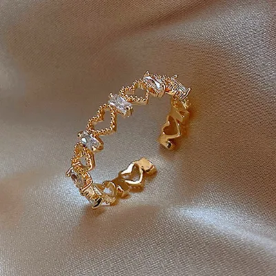 Creative Irregular Geometric Design Zircon Decorative Copper Ring