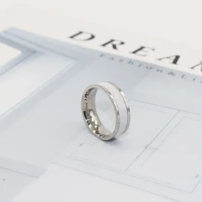 Couple Simple Color Blocking Vintage Stainless Steel Ring Unisex Round