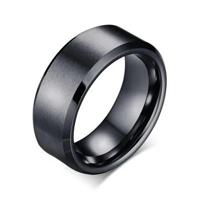 Men Simple Solid Color Stainless Steel Ring