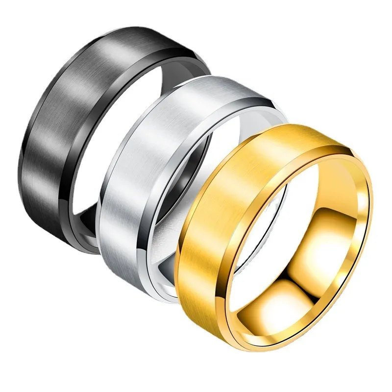 Men Simple Solid Color Stainless Steel Ring