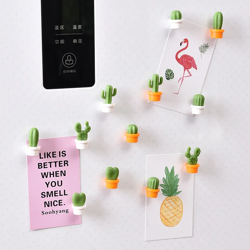6pcs/set Cactus Design Creative Refrigerator Magnetic Stickers Household Kitchen Supplies
