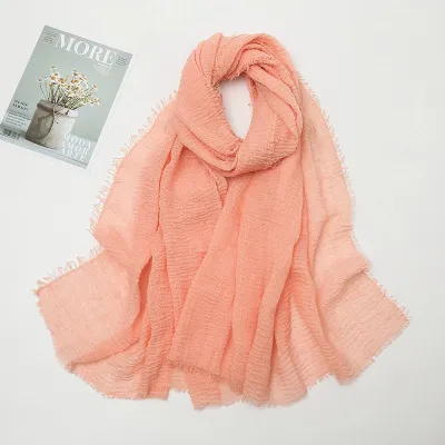 Women's Cotton Solid Color Retro Ethnic Long Scarf 175-70cm