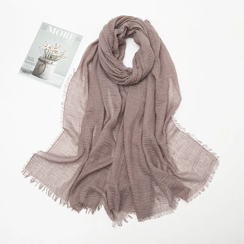 Women's Cotton Solid Color Retro Ethnic Long Scarf 175-70cm