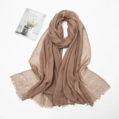 Women's Cotton Solid Color Retro Ethnic Long Scarf 175-70cm