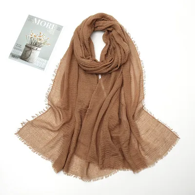 Women's Cotton Solid Color Retro Ethnic Long Scarf 175-70cm