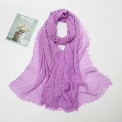 Women's Cotton Solid Color Retro Ethnic Long Scarf 175-70cm