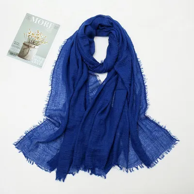 Women's Cotton Solid Color Retro Ethnic Long Scarf 175-70cm