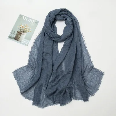 Women's Cotton Solid Color Retro Ethnic Long Scarf 175-70cm