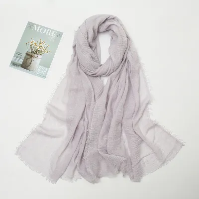 Women's Cotton Solid Color Retro Ethnic Long Scarf 175-70cm