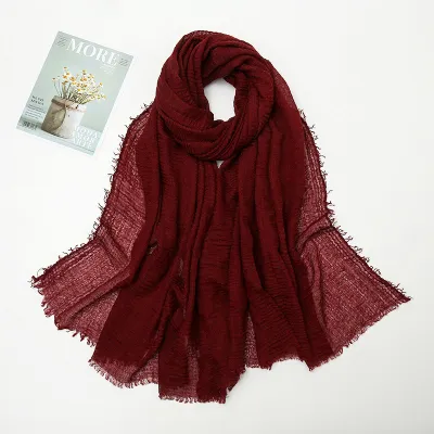 Women's Cotton Solid Color Retro Ethnic Long Scarf 175-70cm