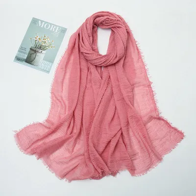 Women's Cotton Solid Color Retro Ethnic Long Scarf 175-70cm