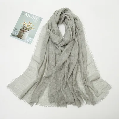 Women's Cotton Solid Color Retro Ethnic Long Scarf 175-70cm