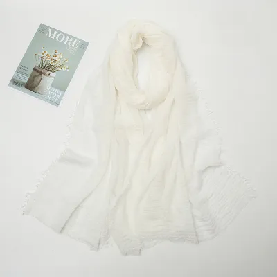 Women's Cotton Solid Color Retro Ethnic Long Scarf 175-70cm