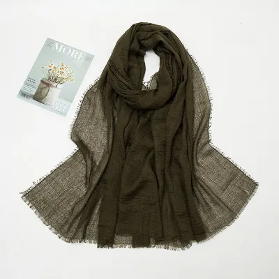Women's Cotton Solid Color Retro Ethnic Long Scarf 175-70cm