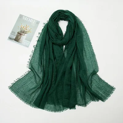 Women's Cotton Solid Color Retro Ethnic Long Scarf 175-70cm