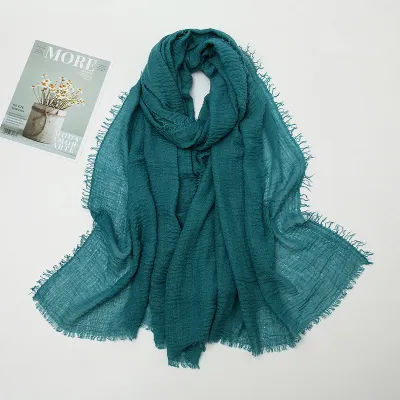 Women's Cotton Solid Color Retro Ethnic Long Scarf 175-70cm