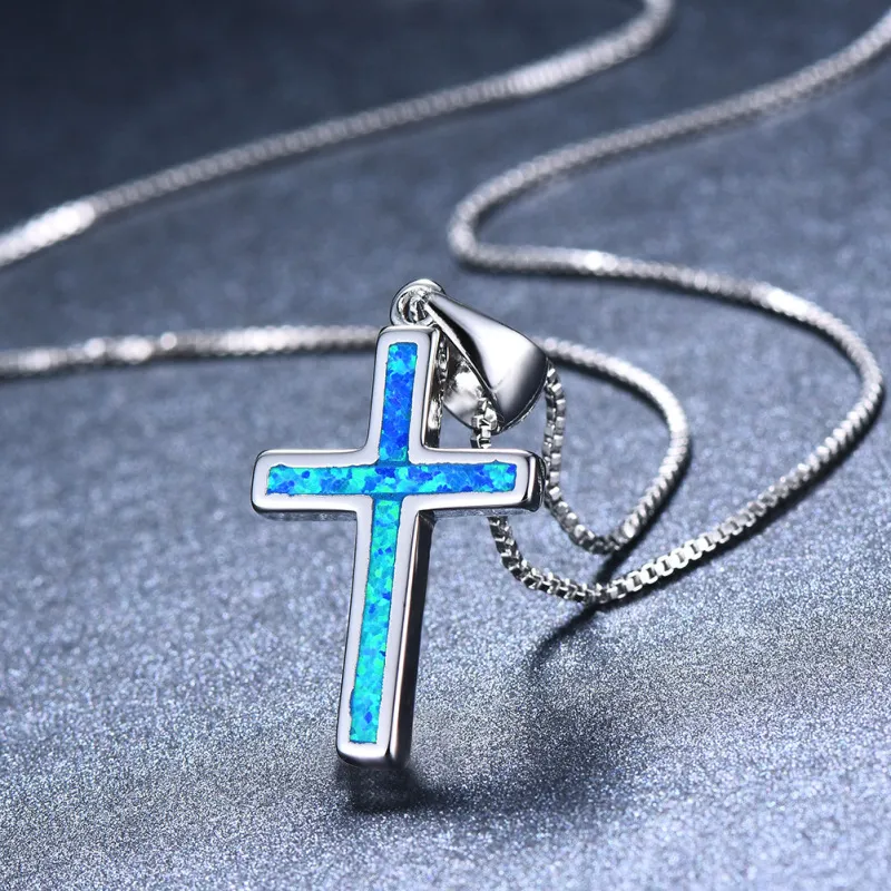 Simple Colorful Cross Pendant Alloy Necklace For Women